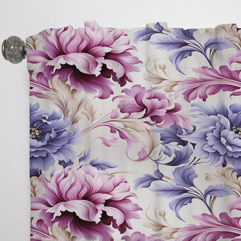 Rideau mauve damassé mauve - 1 pièce, L 52 po x L 120 po