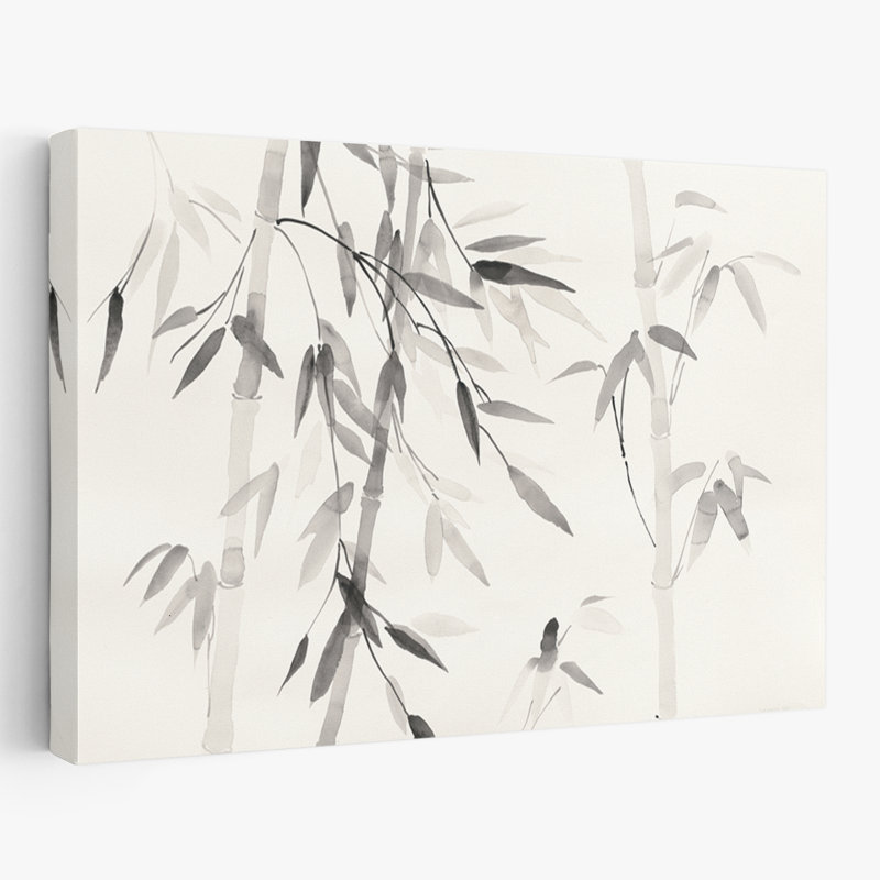 Art asiatique et feuilles de bambou III, H 16 po x l 24 po