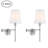 1-Light Brushed Nickel Plug-In Swing Arm Wall Lamp with Fabric Shade and 72 in. Cord