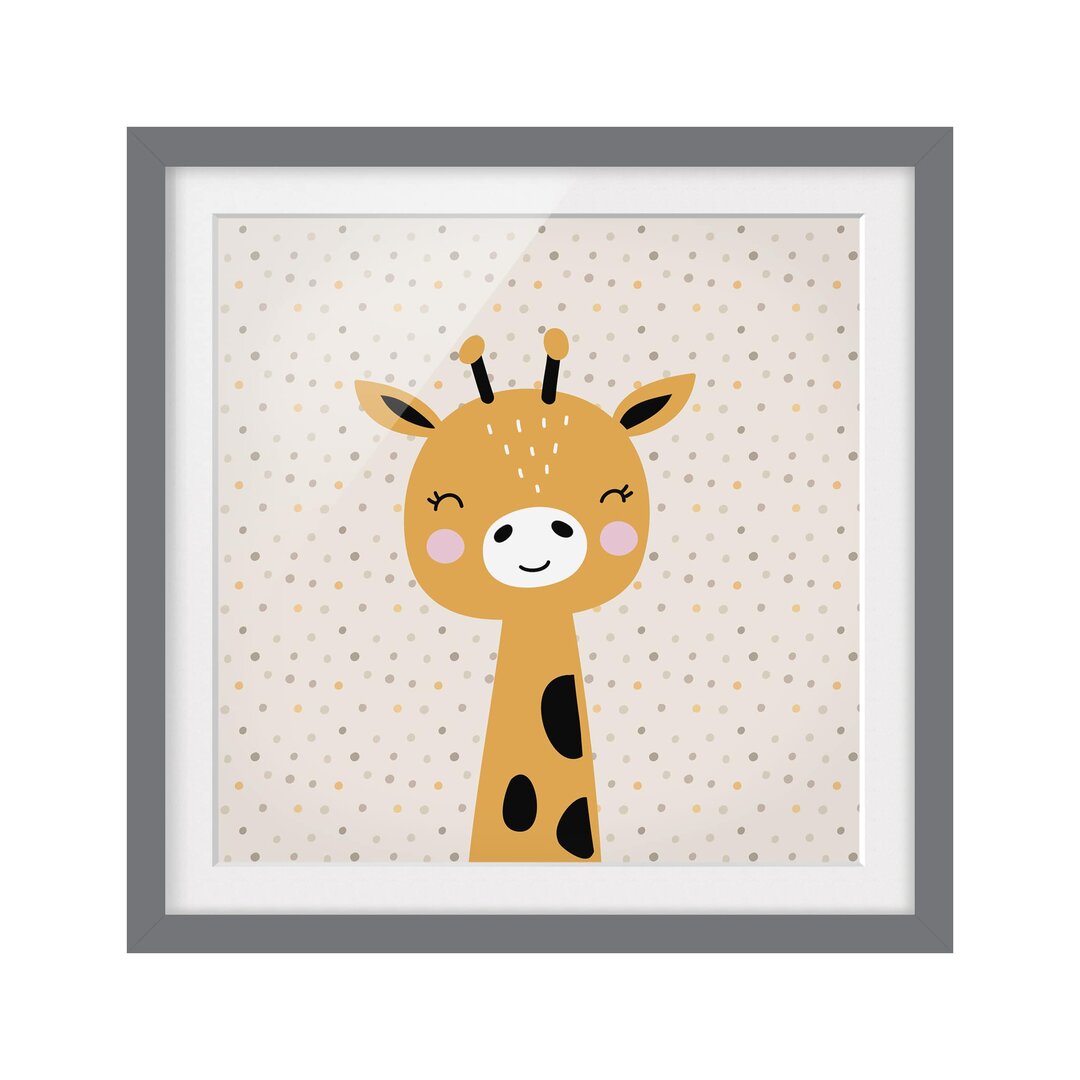 Gerahmtes Papierbild Baby Giraffe