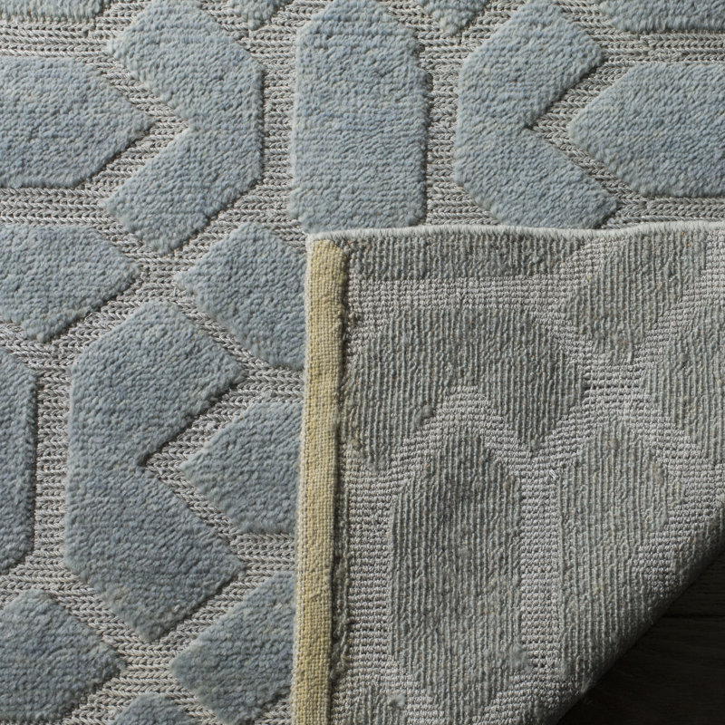 Tapis gris / argent en laine noué à la main Jeffries Santa Fe, Rectangle 9 pi x 12 pi