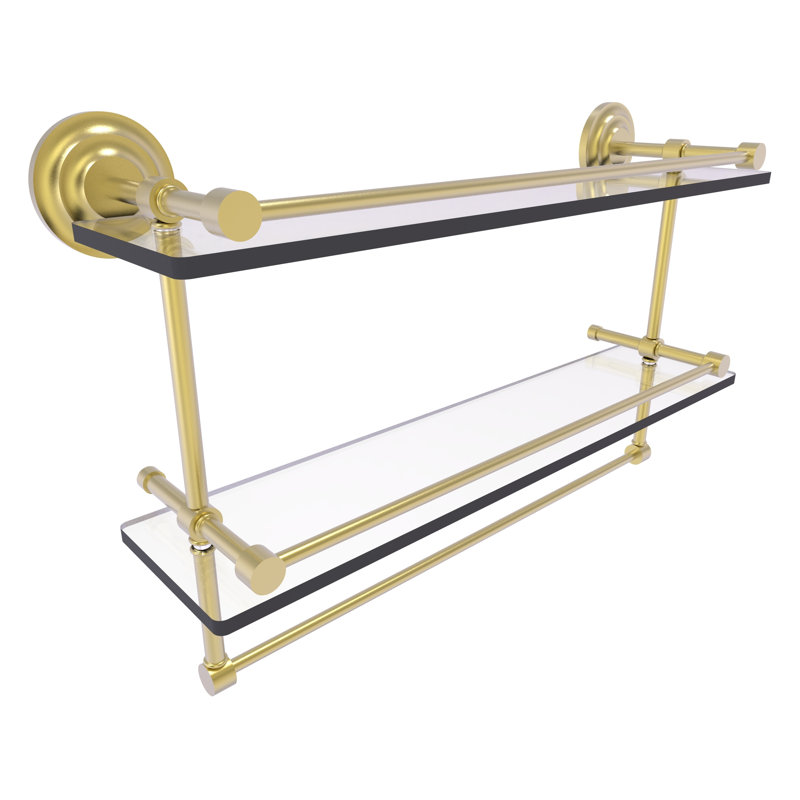 Étagère 2 pièces avec barre à serviettes leamore, Laiton satiné, H 12 po x l 16 po x P 5 po