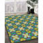 Tapis turquoise/jaune à motifs-966743697