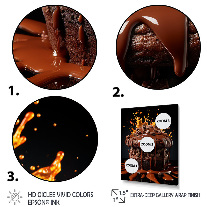 Chocolat, biscuits délices III - art mural Pop Art, Cadre simple noir, H 44 po x l 34 po x P 1,5 po