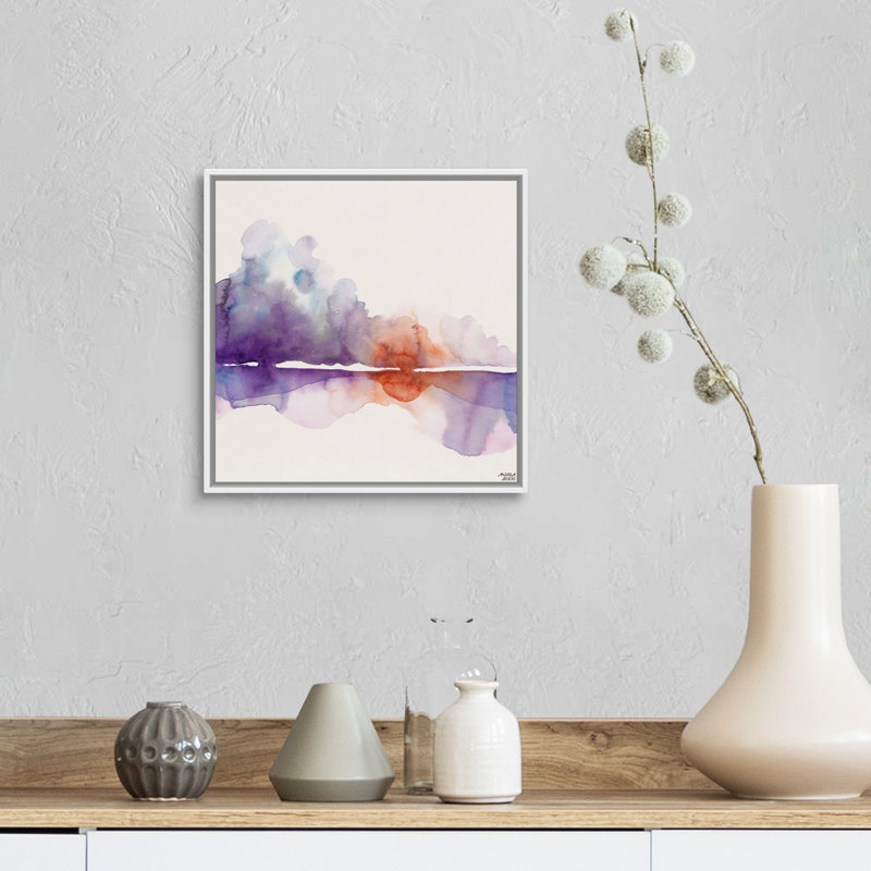 Reproduction d’art sur toile, "Purple Sun" par Andrea bijou, Toile blanche encadrée, H 14 po x l 14 po x P 1,75 po