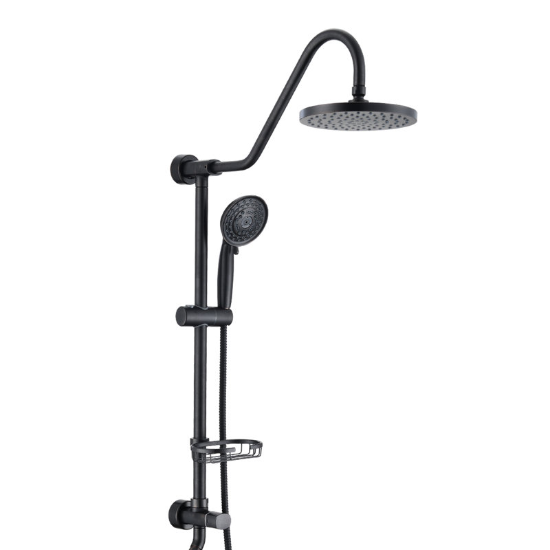 Ensemble de double pomme de douche avec pluie de 8 po et 5 modes de jet manuels en acier inoxydable huilé