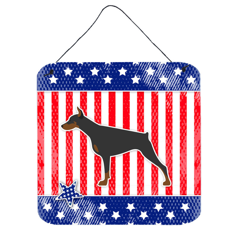 Décoration murale en aluminium patriotique doberman pinscher