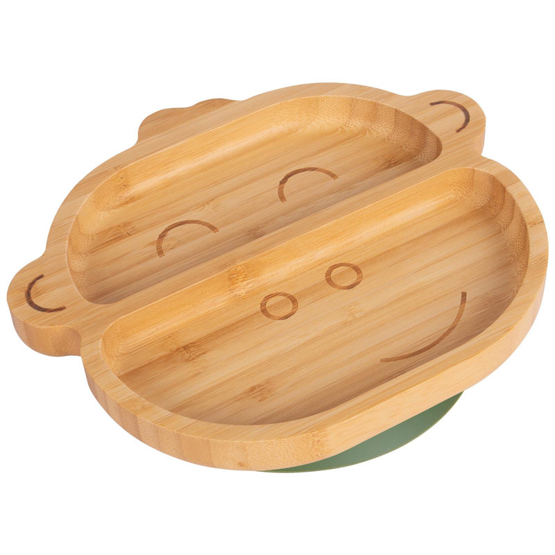 Tiny Dining - Monkey Bamboo Suction Plate, Olive Green