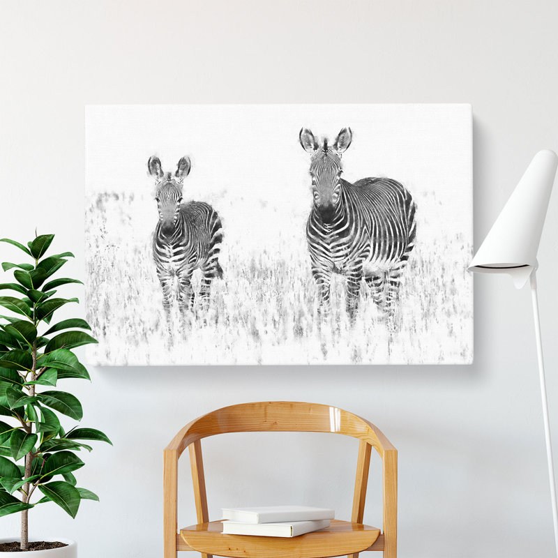 Two Zebras - Wrapped Canvas, 40cm H x 60cm W x 4cm D