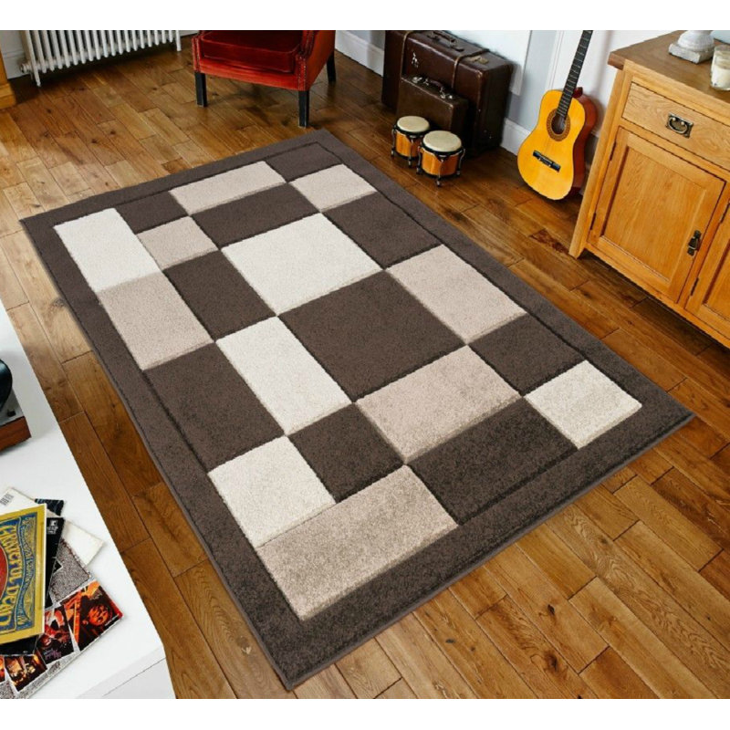 Havana Geometric Brown Beige Large Rugs – Modern Living Room Carpet, Bedroom & Hallway Runner | Soft, Non-Shedding, Stain Resistant Floor Mat