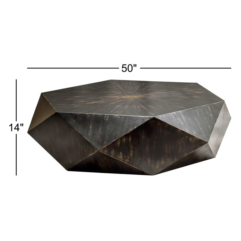 Kane Coffee Table, Worn Black, 14" H x 50" L x 50" W