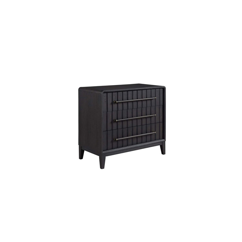 Commode 3 tiroirs Aurora - commode en bois de placage orme et poivre