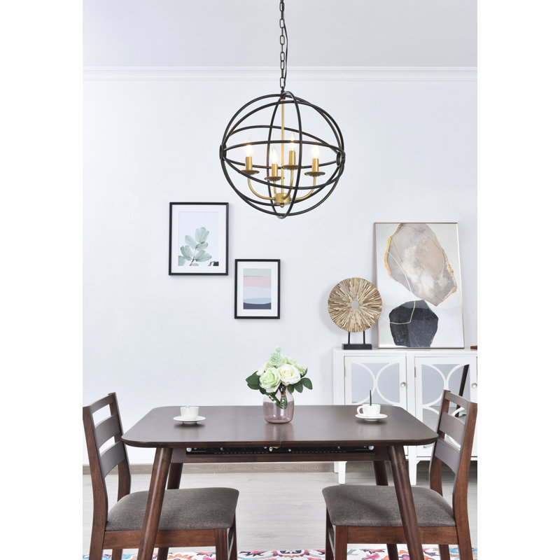Luminaire suspendu simple Kwiete, Laiton, 5 lumières, H 20,8 po x l 19,7 po x P 19,7 po