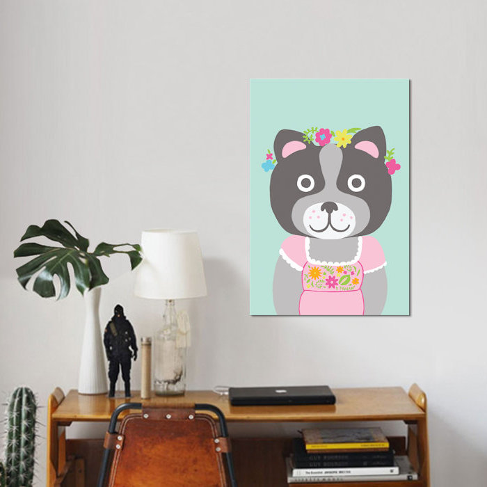 «Fancy Animals III», impression sur toile tendue, H 12 po x l 8 po x P 0,75 po, Toile tendue, Pas de tapis