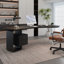 Noir + bureaux incurvés en bois massif + fer + acrylique-107505966