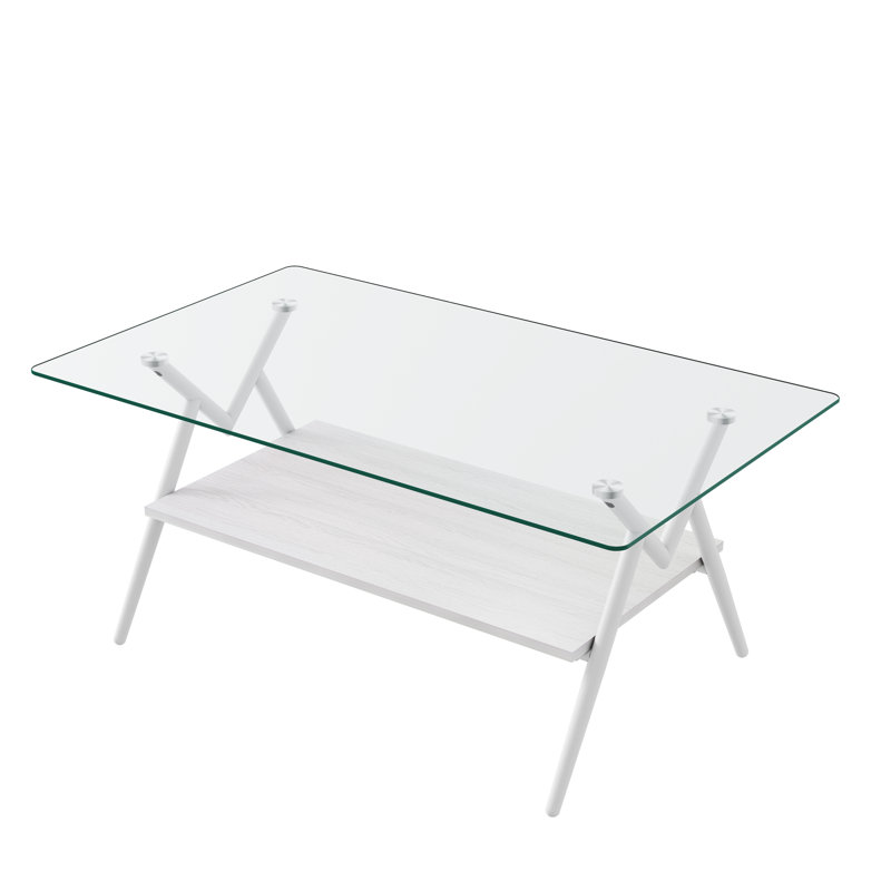 Ensemble de table basse et de table de bout 3 pièces, Clair, Blanc / Blanc