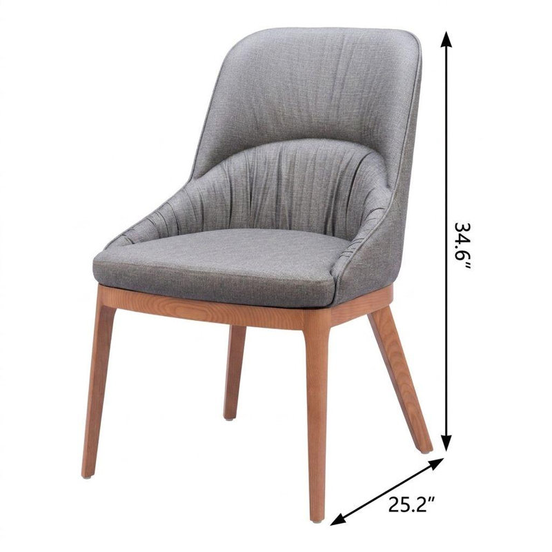 Ensemble de deux chaises de salle à manger en similicuir gris ardoise et naturel et acier