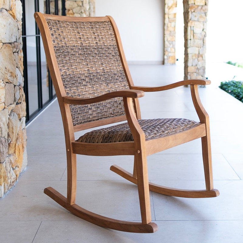 Chaise berçante d'extérieur en teck indonésien Leeds