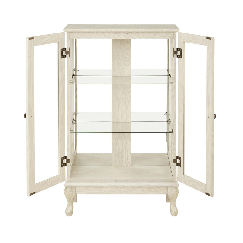 Vitrine 2 portes avec portes en verre trempé, armoires de terrasse avec panneau arrière en miroir et tablettes réglables, vitrine éclairée pour la maison, ampoule de bureau incluse