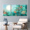 Feuilles tropicales et fleurs, reproduction d'art sur toile tendue sur toile, ensemble de 3