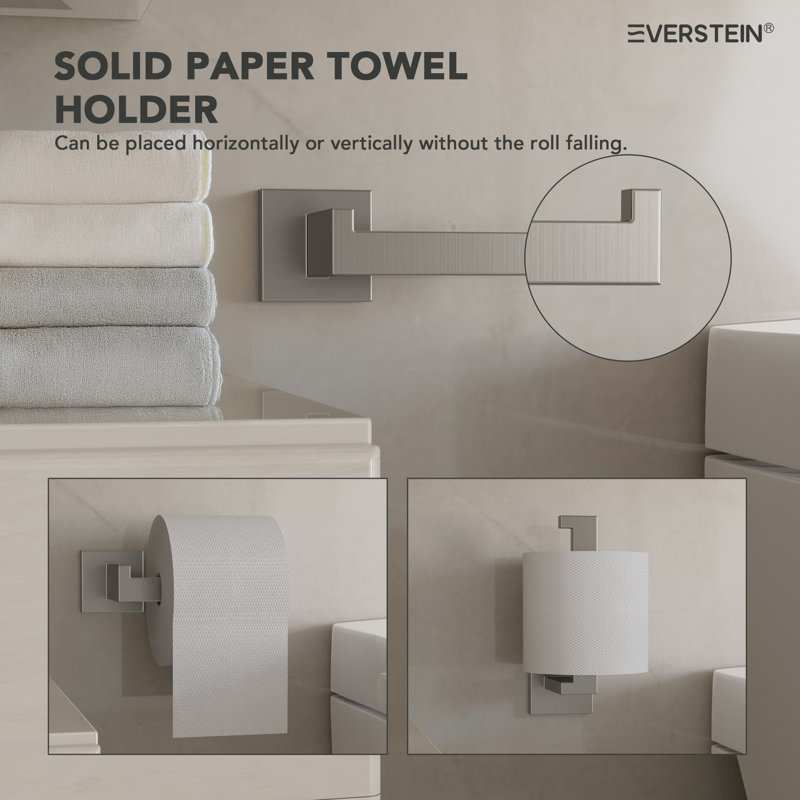 Brushed Nickel 4-Piece Bathroom Hardware Set with Towel Bar