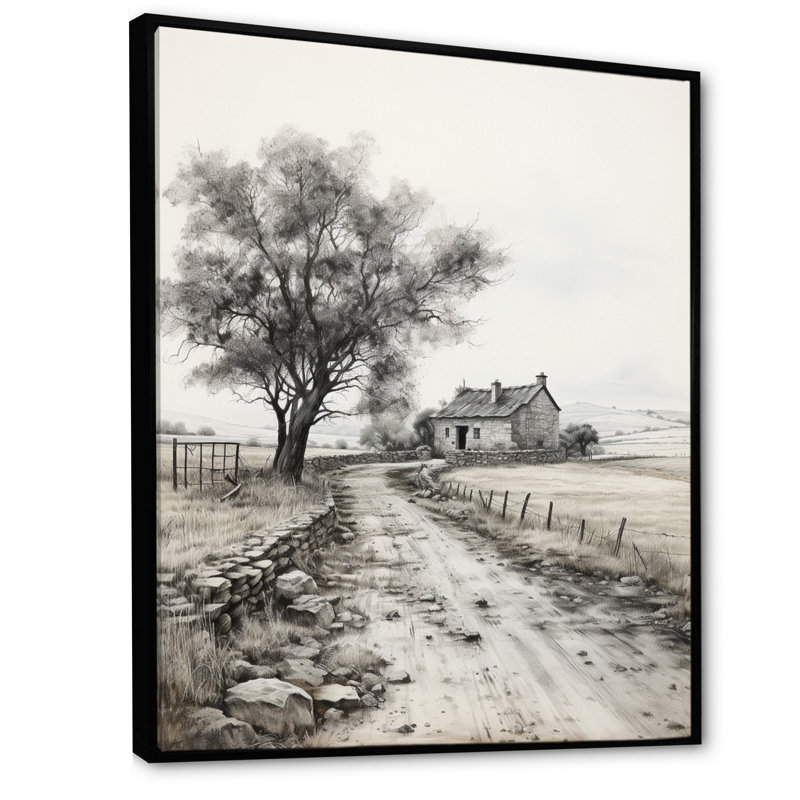 Aubrina Farmhouse Tranquil Retreat, reproduction d'art sur toile, H 32 po x l 24 po x P 1 po, Noir