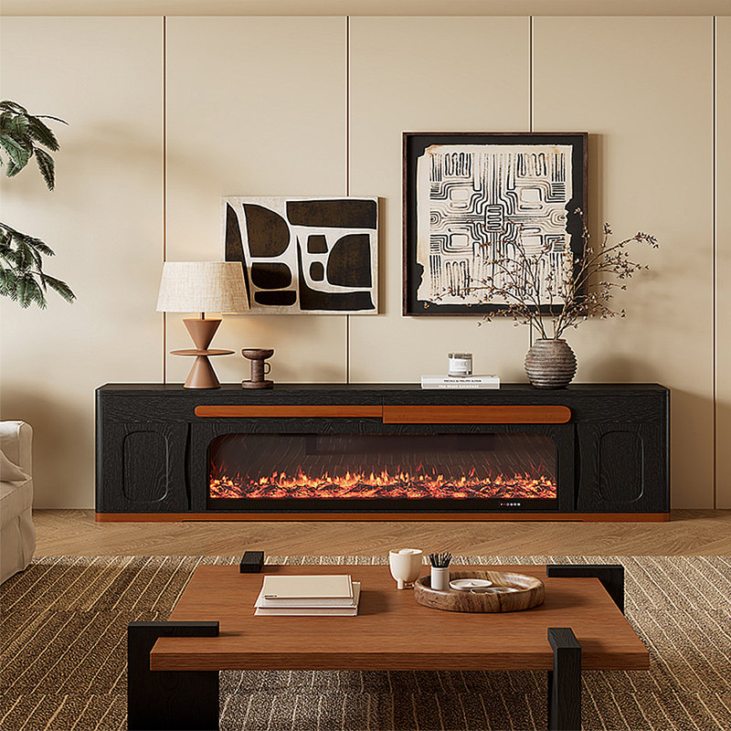 Meuble télé avec foyer moderne Modern Simulation, H 23,62 po x L 78,74 po x l 12,6 po