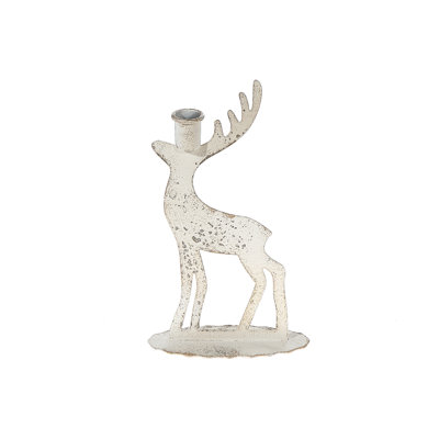 Cerf en métal blanc vieilli