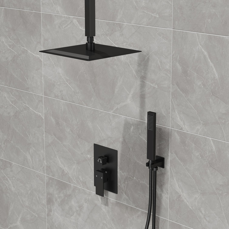 10" Pressure Balanced Rain Shower Faucet System, Handheld Spray Head with Rough-in Valve