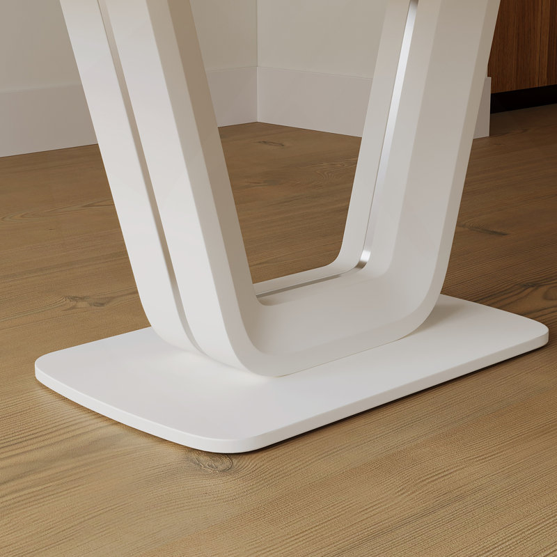 62,99-78,74 po, table de salle à manger blanche et gris, table de salle à manger en panneau de fibres à densité moyenne et table de salle à manger extensible de style industriel moderne avec pieds en forme de U, convenant à la maison et au bureau
