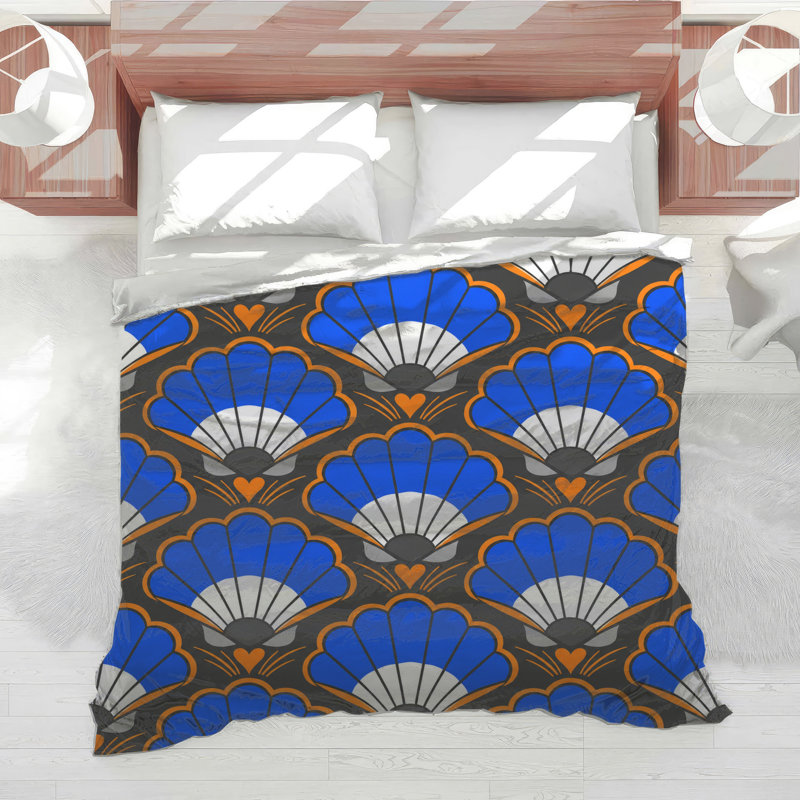 Édredon bleu et orange, Grand lit