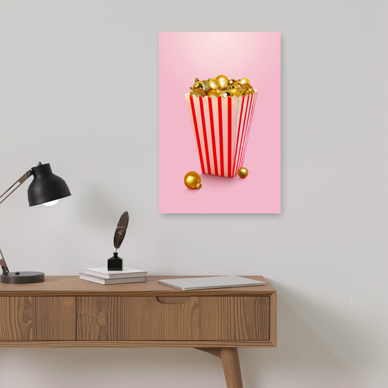 Impression sur toile Golden Holiday Popcorn Box, 18" H x 12" W