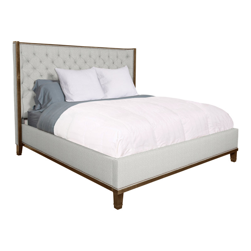 Michael Weiss Solid Wood Wingback Bed, Ian Pewter, Queen, Navajo