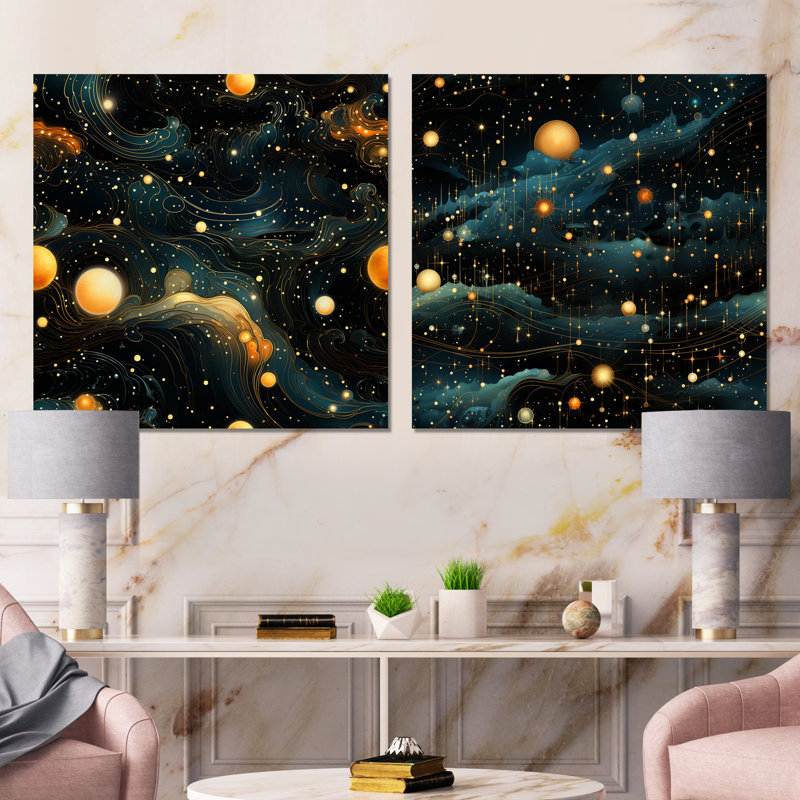 Corlis - Ensemble de 2 carrés d'art mural abstraits en métal, H 29 po x l 58 po
