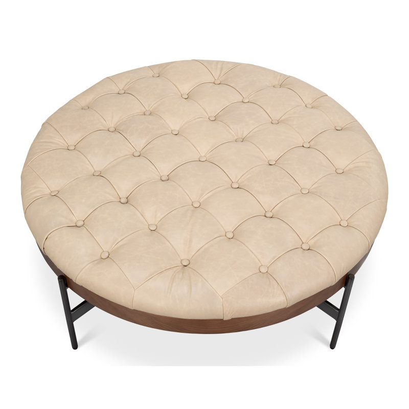 Corbet Round Ottoman, Cappucino White