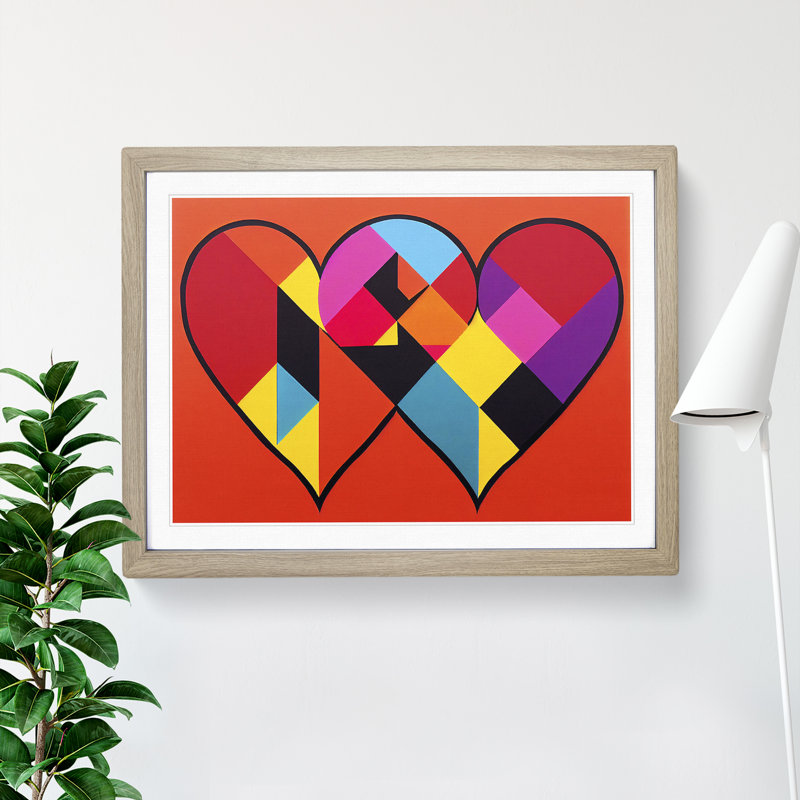 Love He Pop Abstract - Single Picture Frame Print, 46cm H x 64cm W, Grey