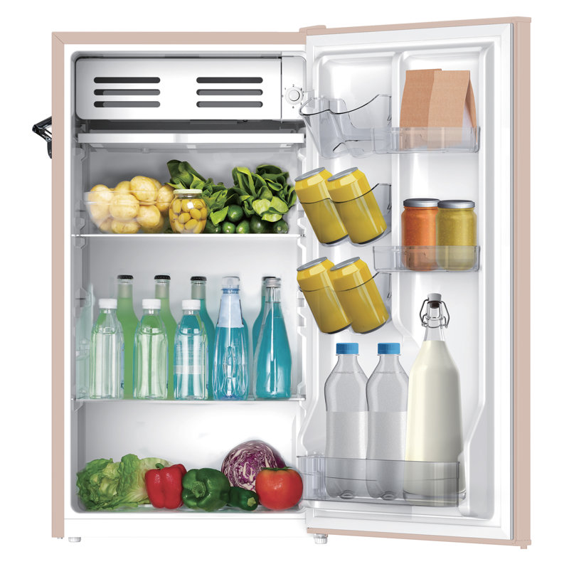 Frigidaire Pi. Réfrigérateur compact rétro avec compartiment refroidisseur, ouvre-bouteille latéral intégré, Corail