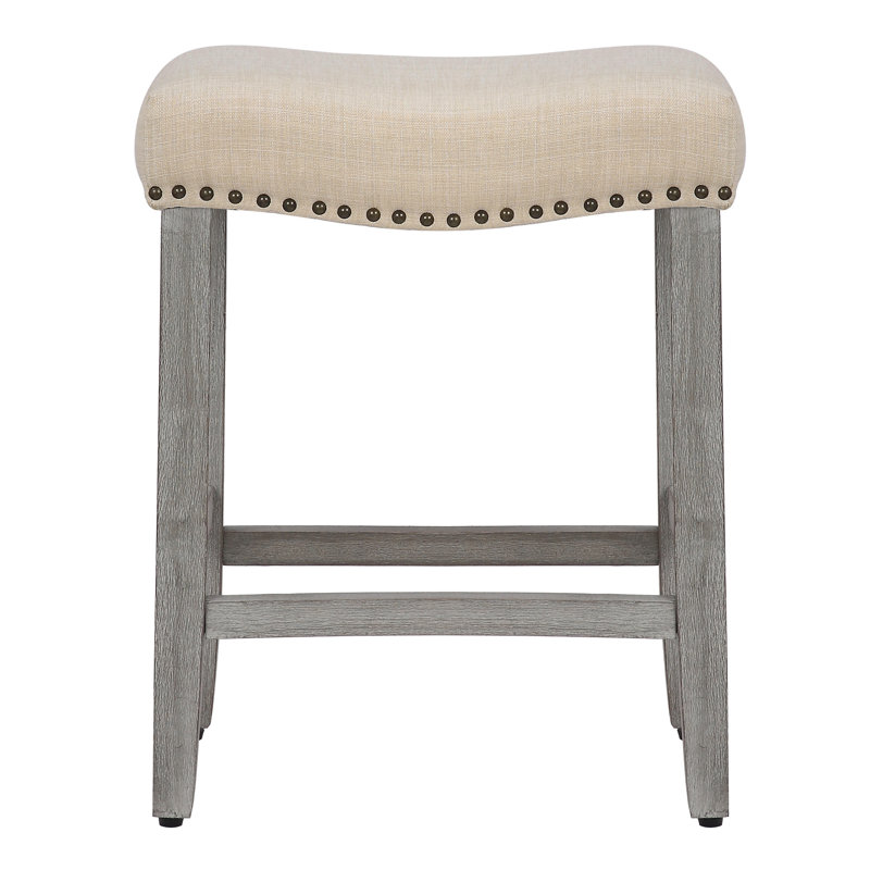 Tabouret de bar et de comptoir rembourré Jameson, Tabouret de comptoir (siège d’une hauteur de 24, Gris/beige