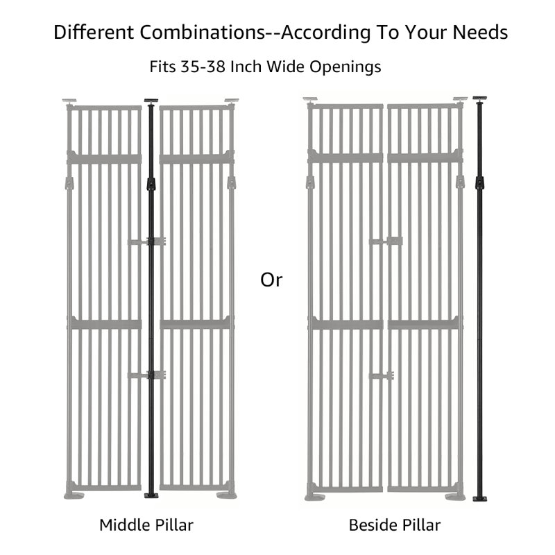 Steel Pressure Mounted Pet Gate, 248.9cm (195.5cm) H x 129.5cm(88.9cm) W x 2.8cm D