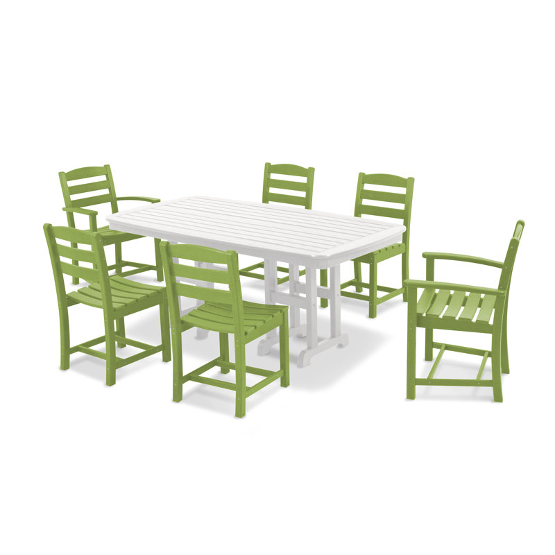 POLYWOOD La Casa Café 7-Piece Dining Set, Green/White