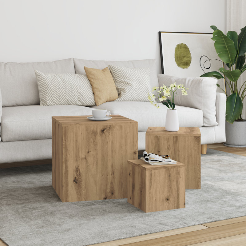 Gobind Block Nesting Tables, Concrete Grey, Concrete Grey