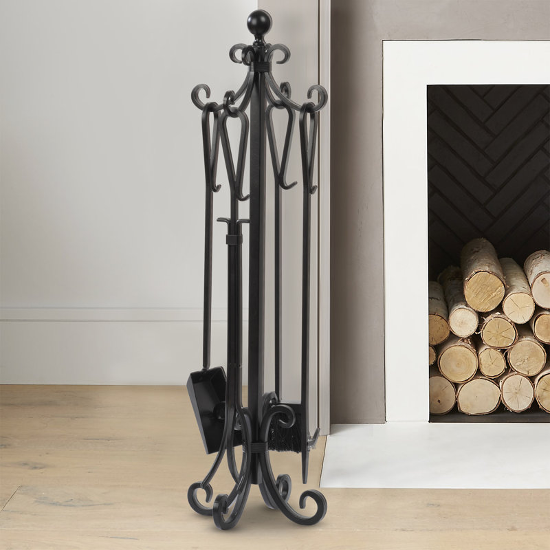 Ensemble d’outils de cheminée en fer 5 pièces Scroll