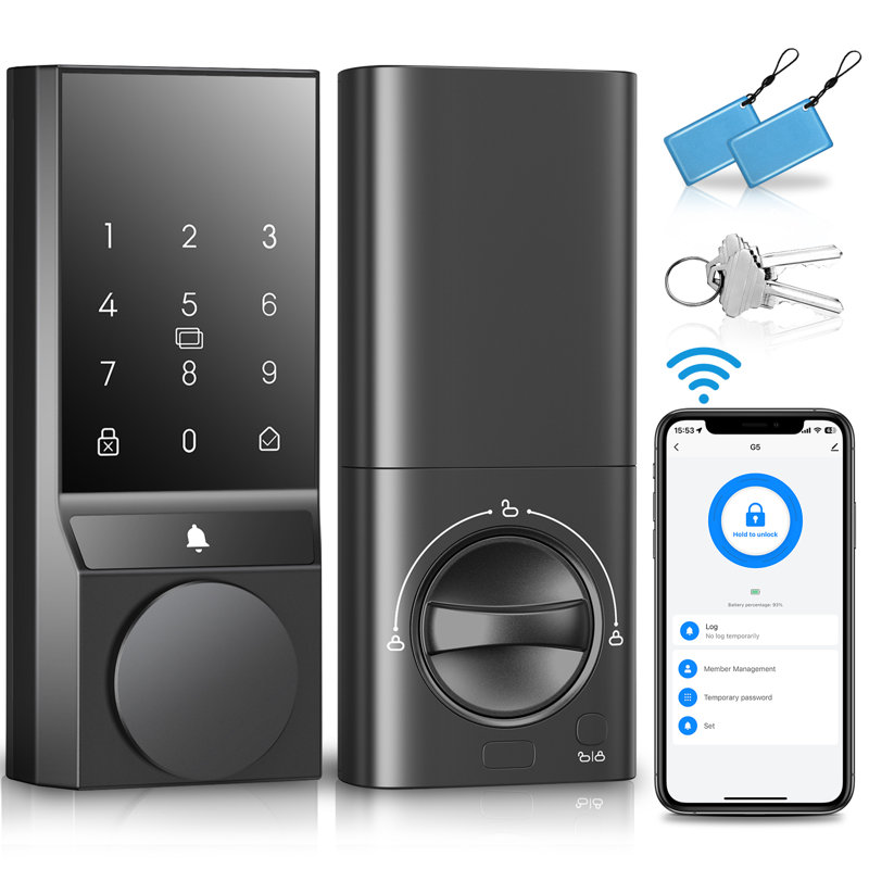 TOOLUCK Smart Lock, serrure de porte d'entrée sans clé pour porte d ...