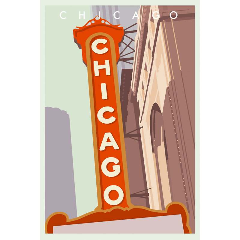 Lelio, "Art déco-Chicago" par Richard Weiss, impression à la main , H 18 po x l 12 po, Oui, Cadre simple érable érable
