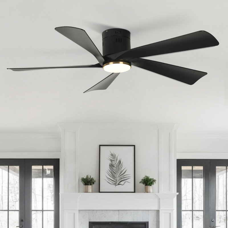 Grand ventilateur de plafond moderne à intensité variable de 52 po avec lumières DEL et télécommande Karlena (ensemble de 2)