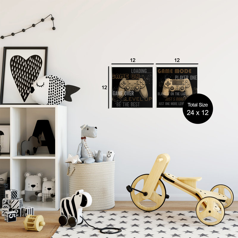 Ensemble de 2 plaques murales Vintage Game Controles & Expressions, design par Kim Allen