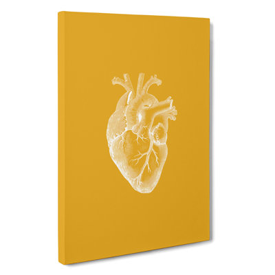 Orange Anatomical Heart - Wrapped Canvas Print