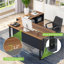 Bureau de direction avec classeur mobile de 47 pouces, grand bureau avec tiroirs et tablettes de rangement, bureau d'ordinateur en L