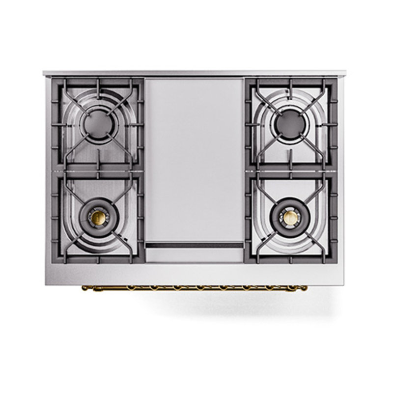 ILVE Nostalgie II Noblesse 36 in Dual Fuel Range, Antique White/Brass, Liquid Propane