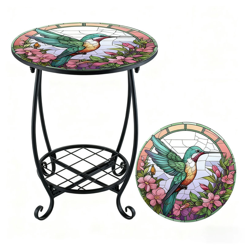 Table d'appoint ronde de 13,78 po de diamètre avec table de bout décorative pour balcon de chambre à coucher